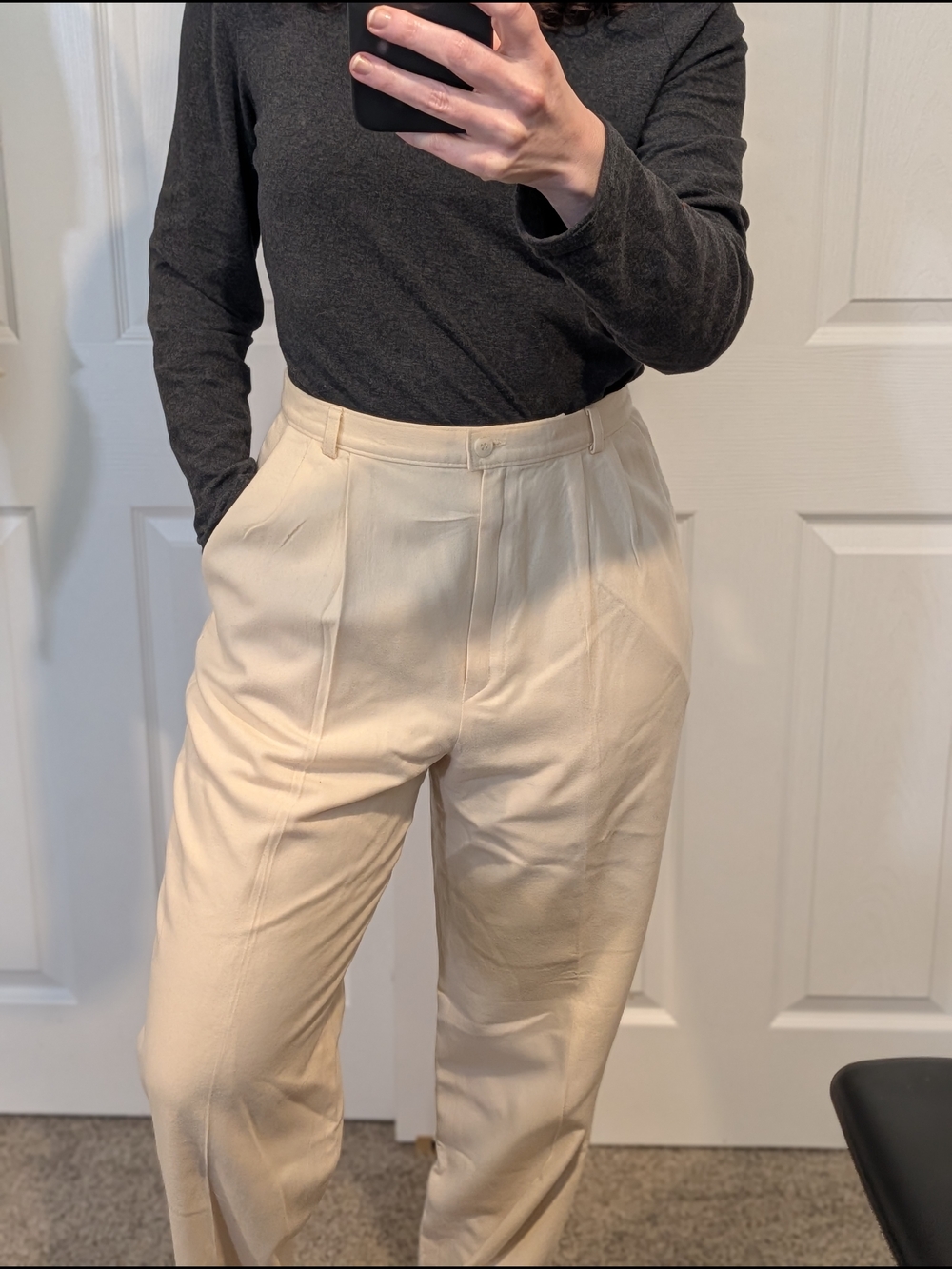 Vintage Pendleton 100% Virgin Wool Cream Pleated Pants / trousers High Waist